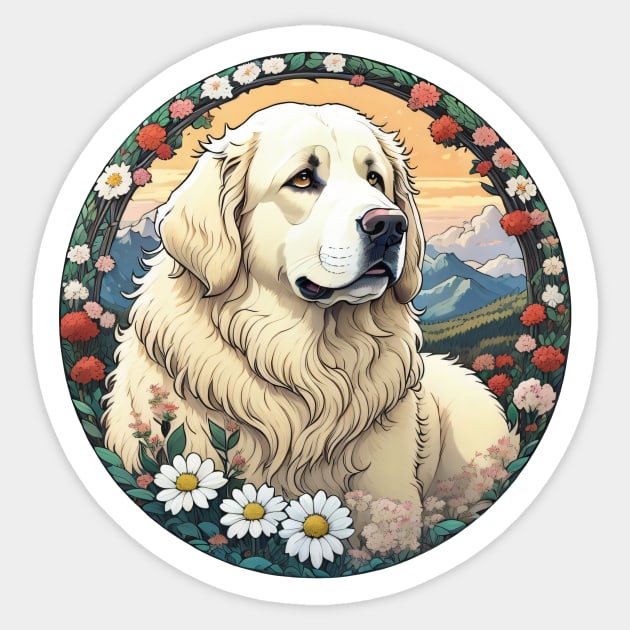 Great Pyrenees Floral Landscape Sticker by Pet And Petal